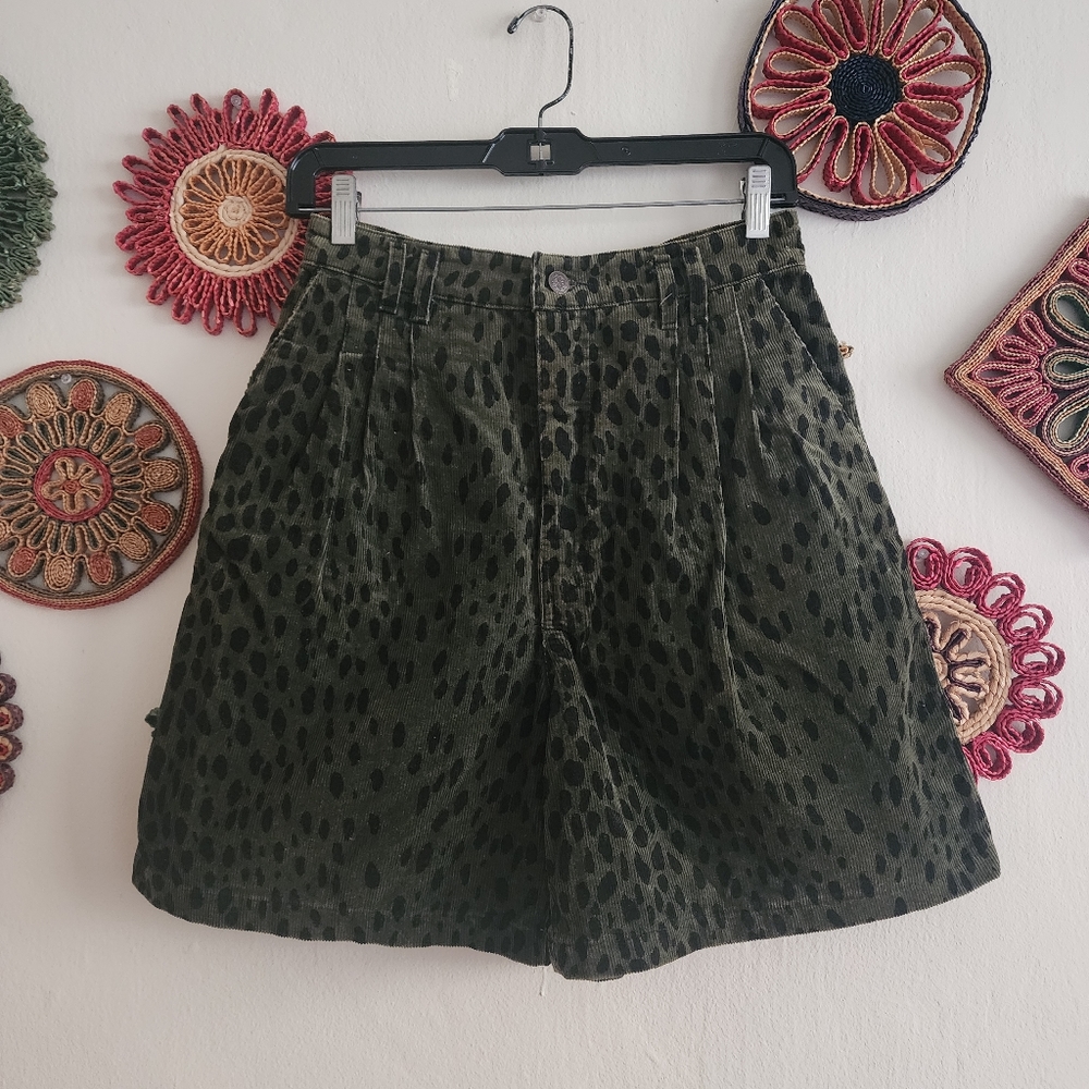 YOL Green Courdory Leopard Shorts